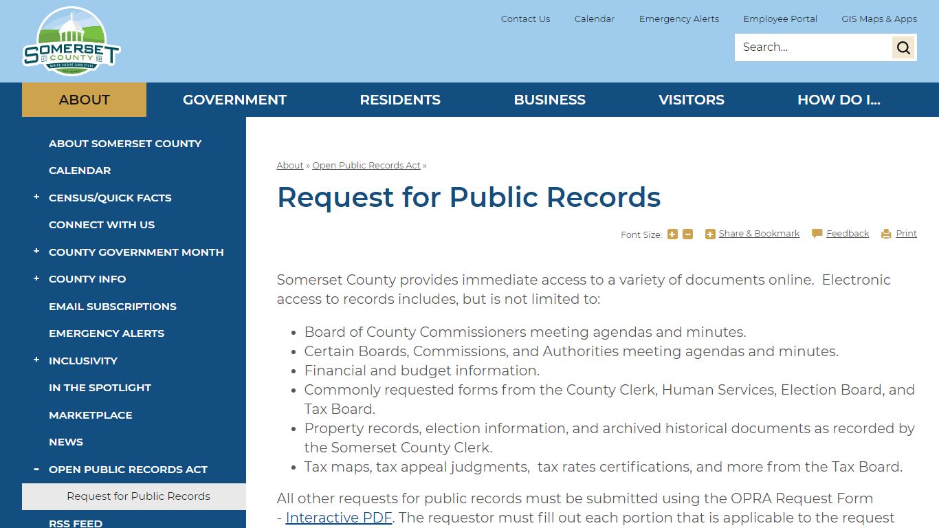 Request for Public Records | Somerset County