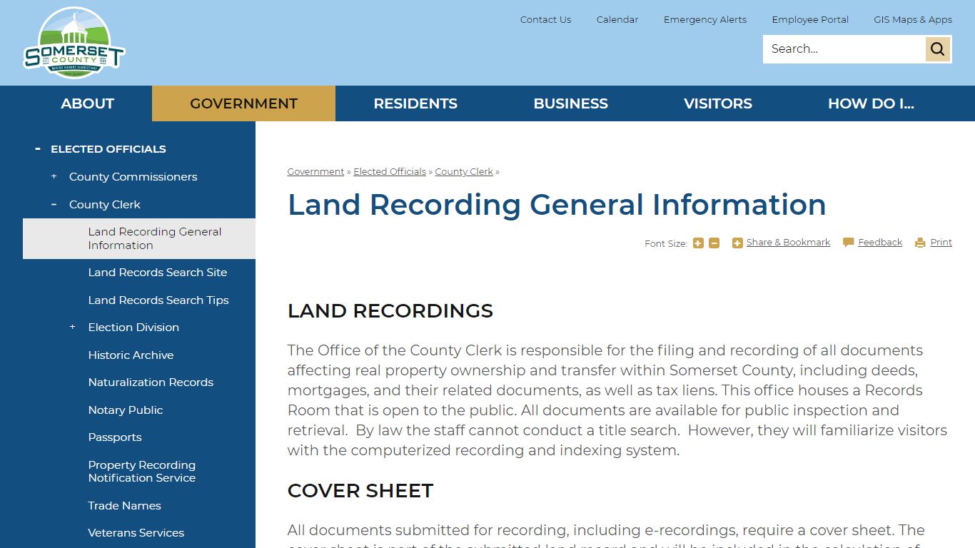 Land Recording General Information | Somerset County