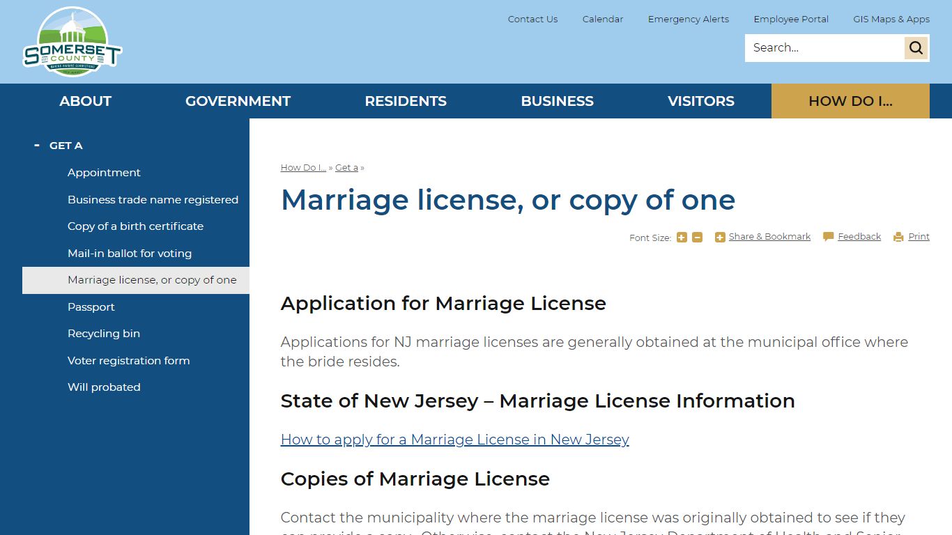 Marriage license, or copy of one | Somerset County